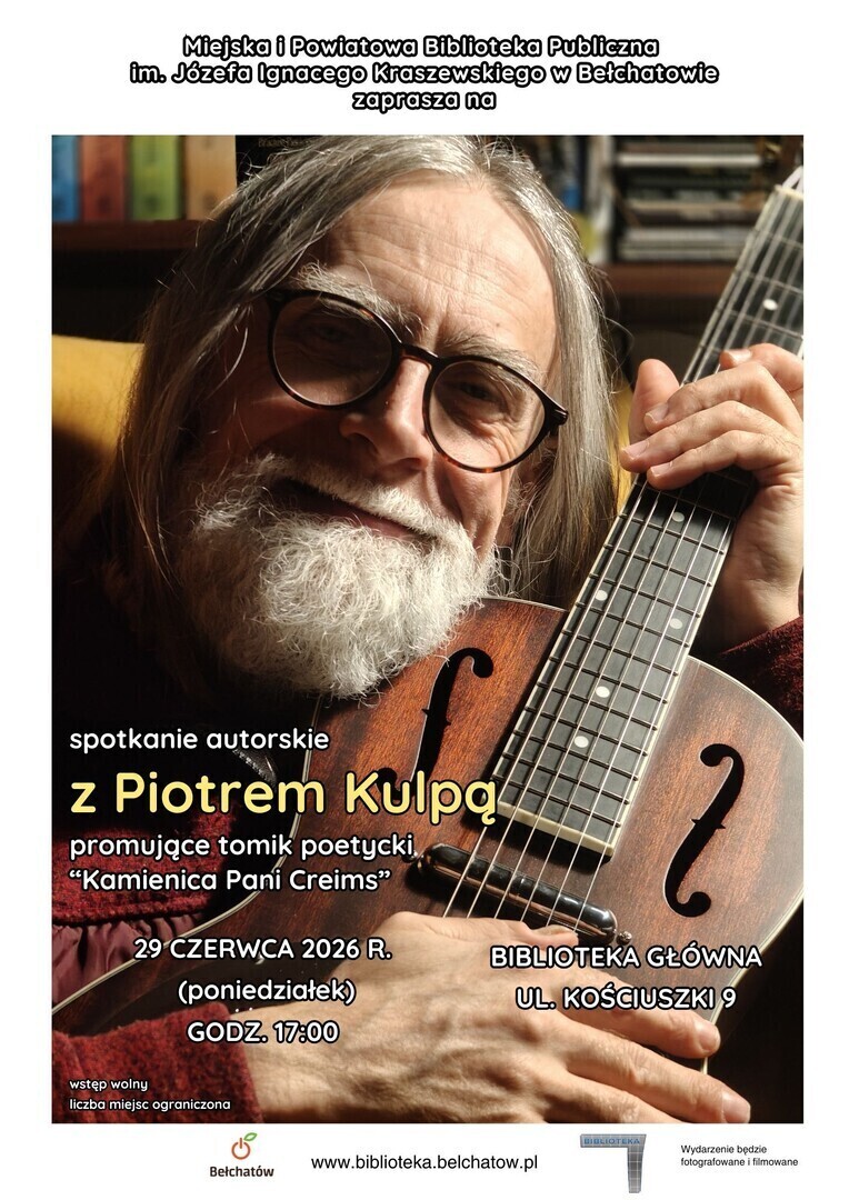 Piotr Kulpa spotka się z czytelnikami w Bełchatowie. W programie także koncert