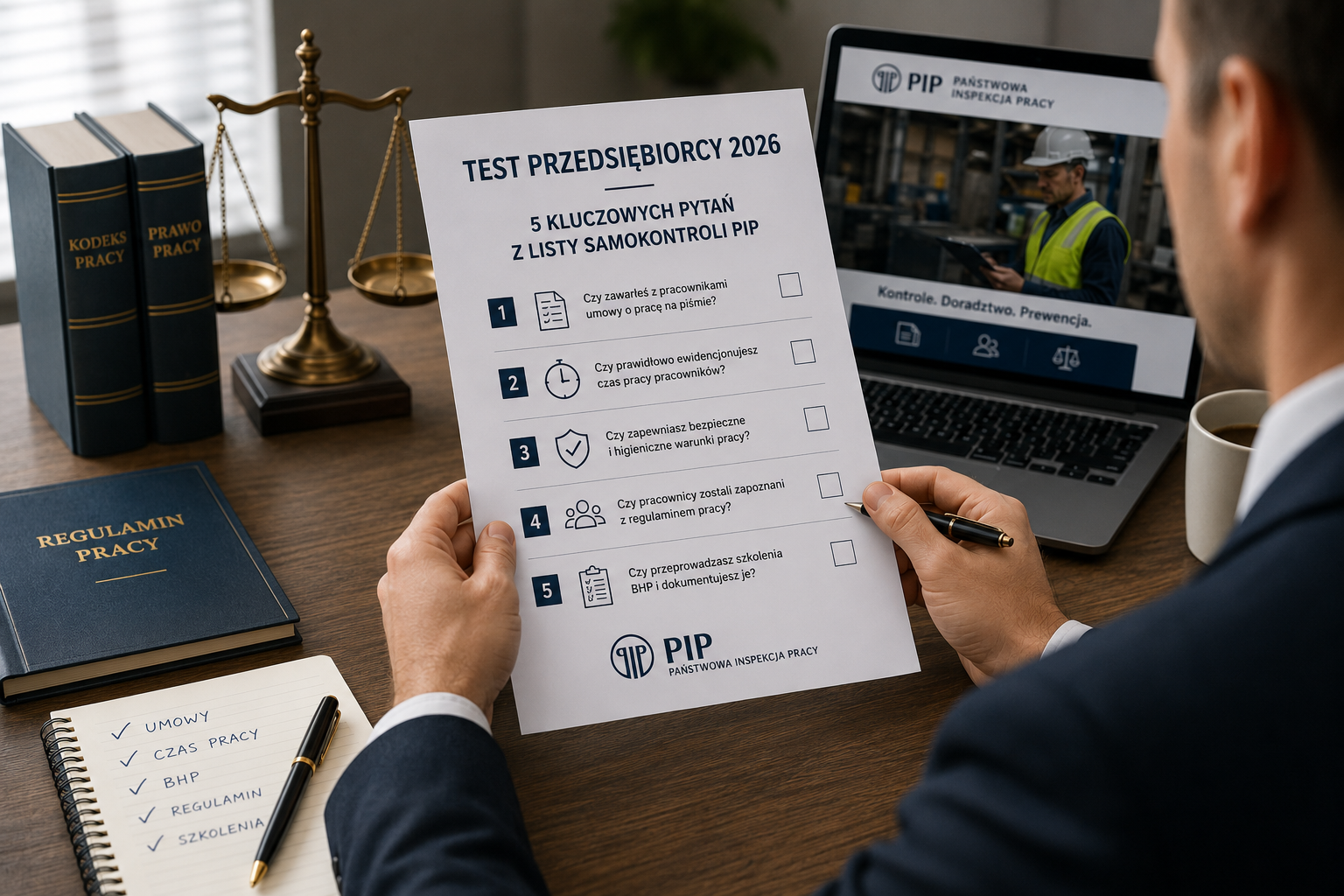 Test Przedsiębiorcy 2026 5 kluczowych pytań z listy samokontroli PIP