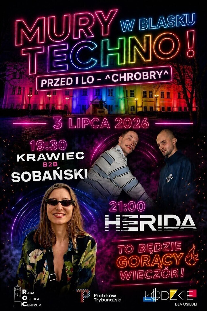 Mury w Blasku Techno już 3 lipca. Wyjątkowe wydarzenie przed I LO w Piotrkowie