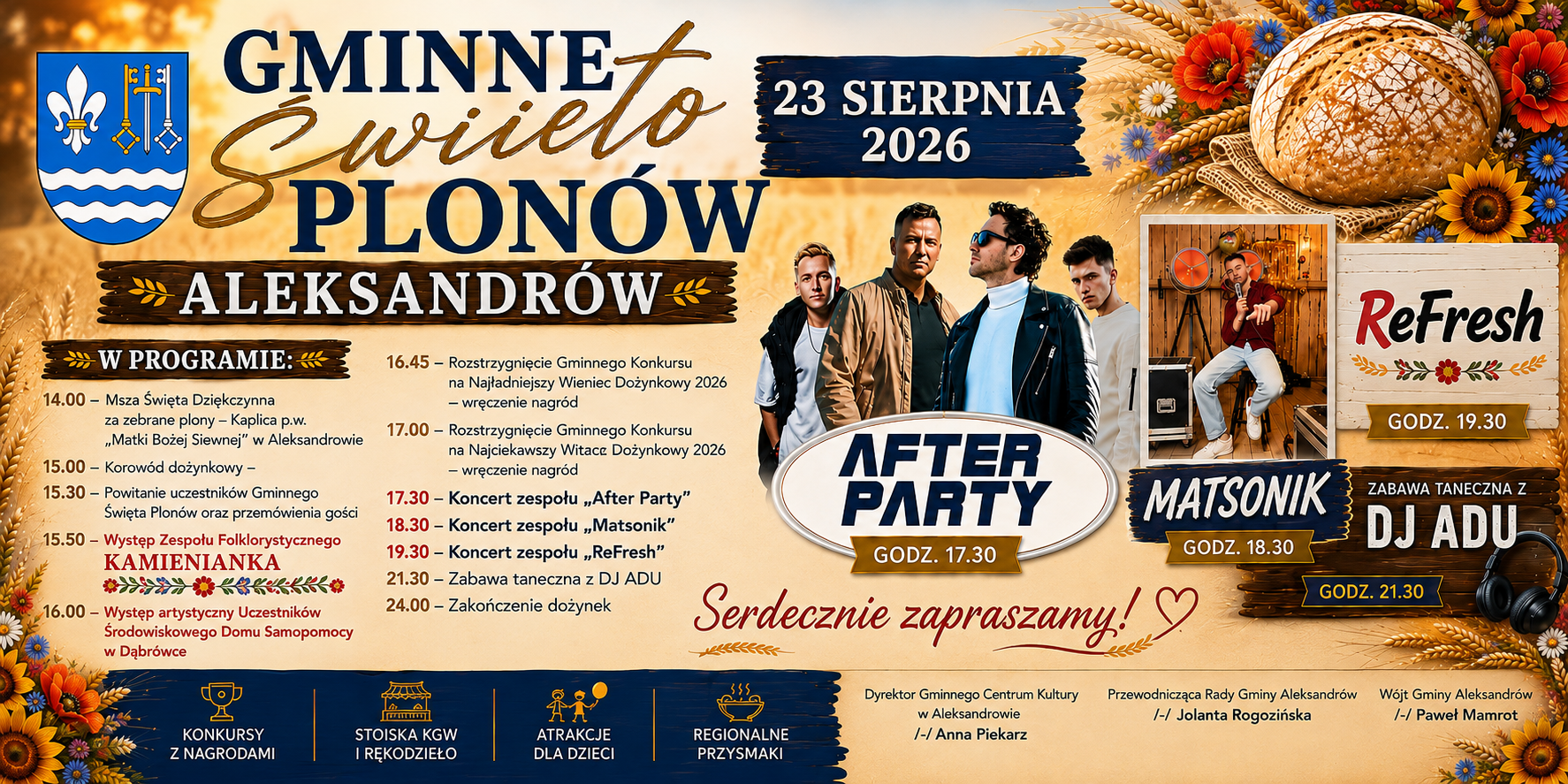 Gminne Święto Plonów w Aleksandrowie. Będzie muzyka konkursy i zabawa do późnego wieczora