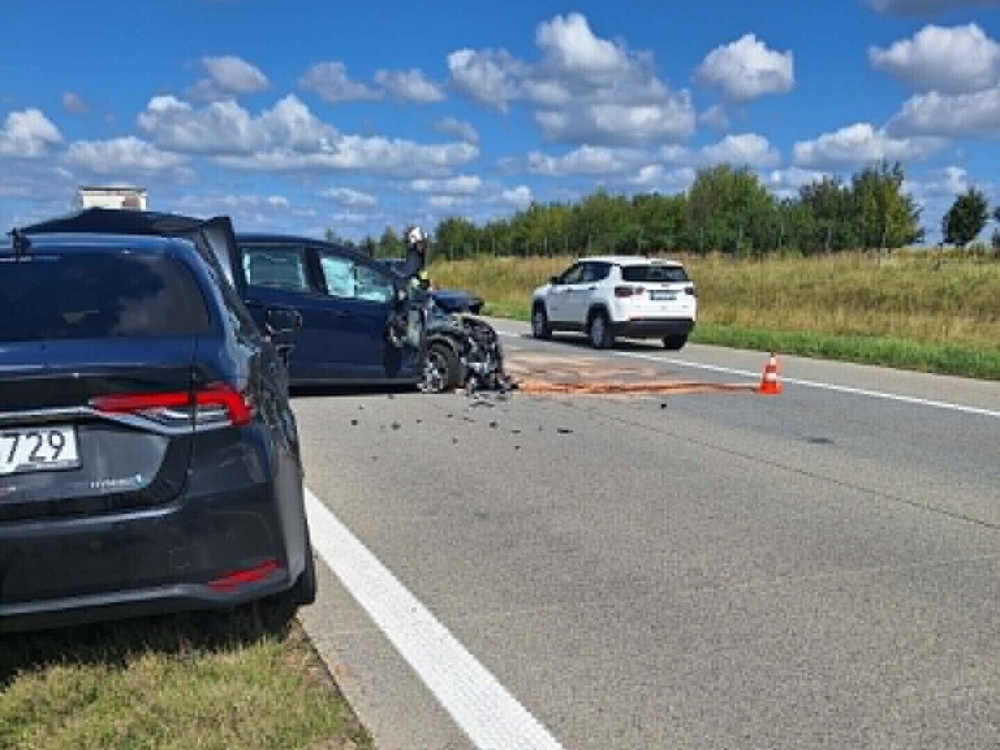 Kolizja na A1. Zderzenie dwóch osobówek i ciężarówki na drodze w stronę Gdańska