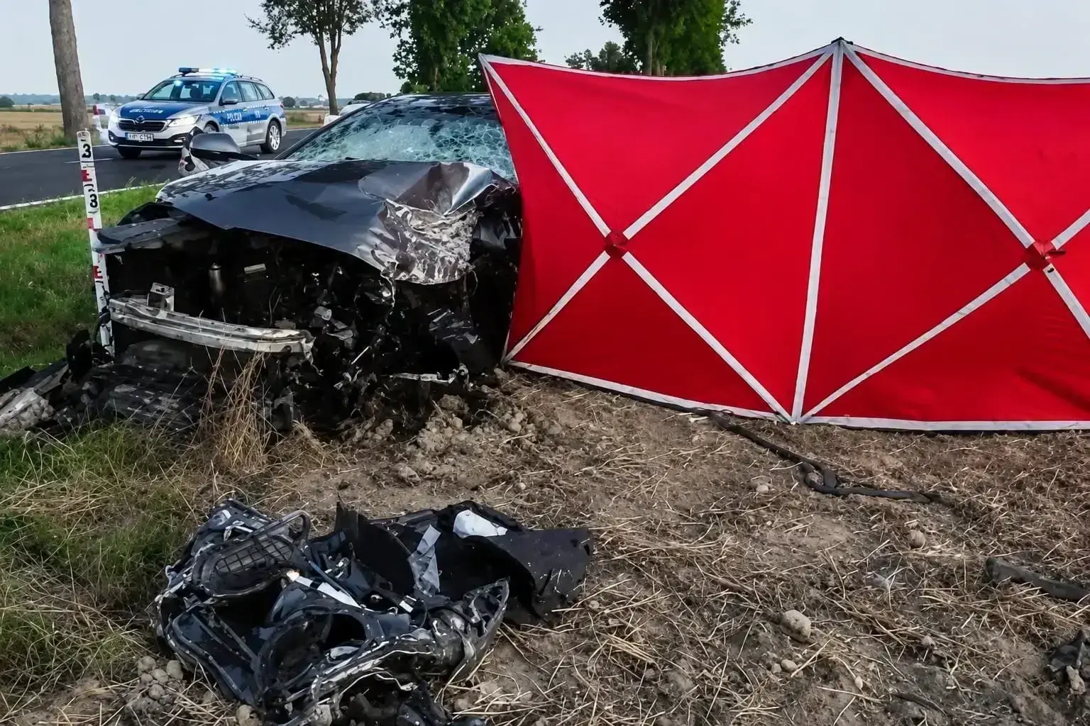 Policja szuka świadków śmiertelnego wypadku pod Piotrkowem. Kierowca wyprzedzał inne auta