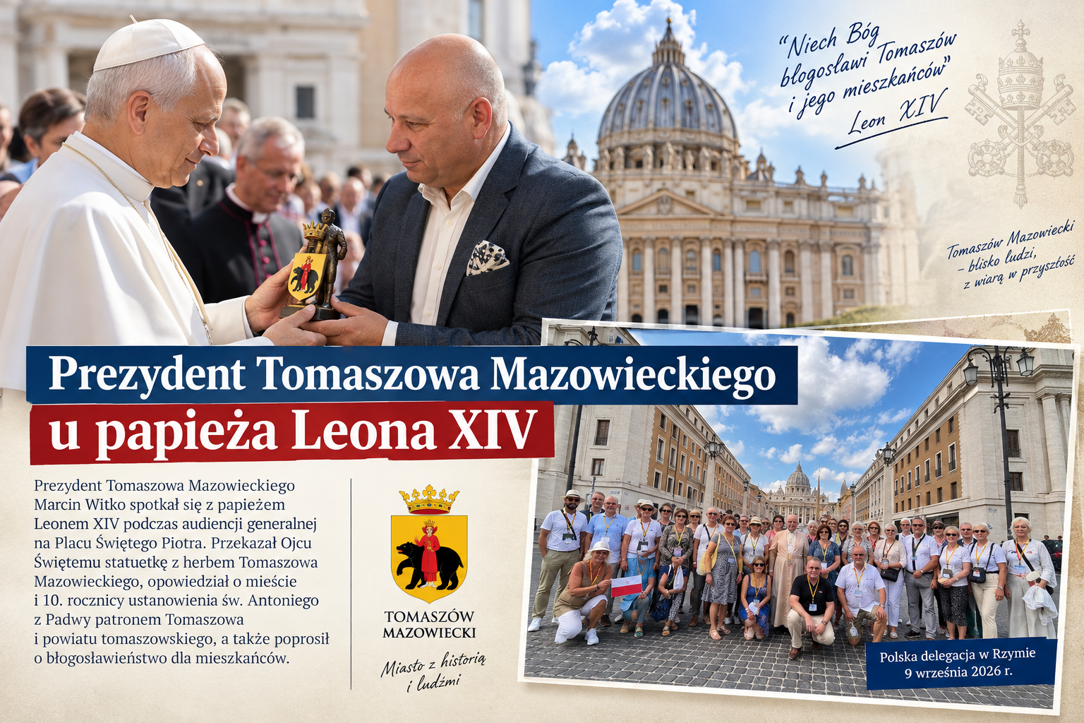 Prezydent Tomaszowa u papieża Leona XIV. Przekazał mu wyjątkowy prezent