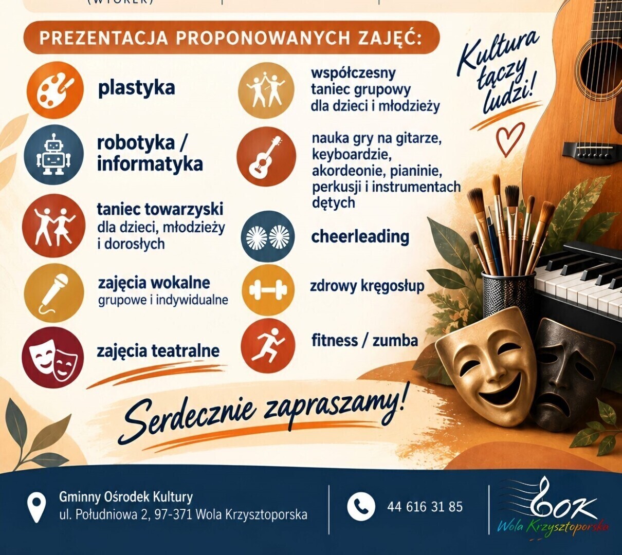 Zajęcia dla dzieci młodzieży i dorosłych w GOK. Spotkanie organizacyjne już 22 września