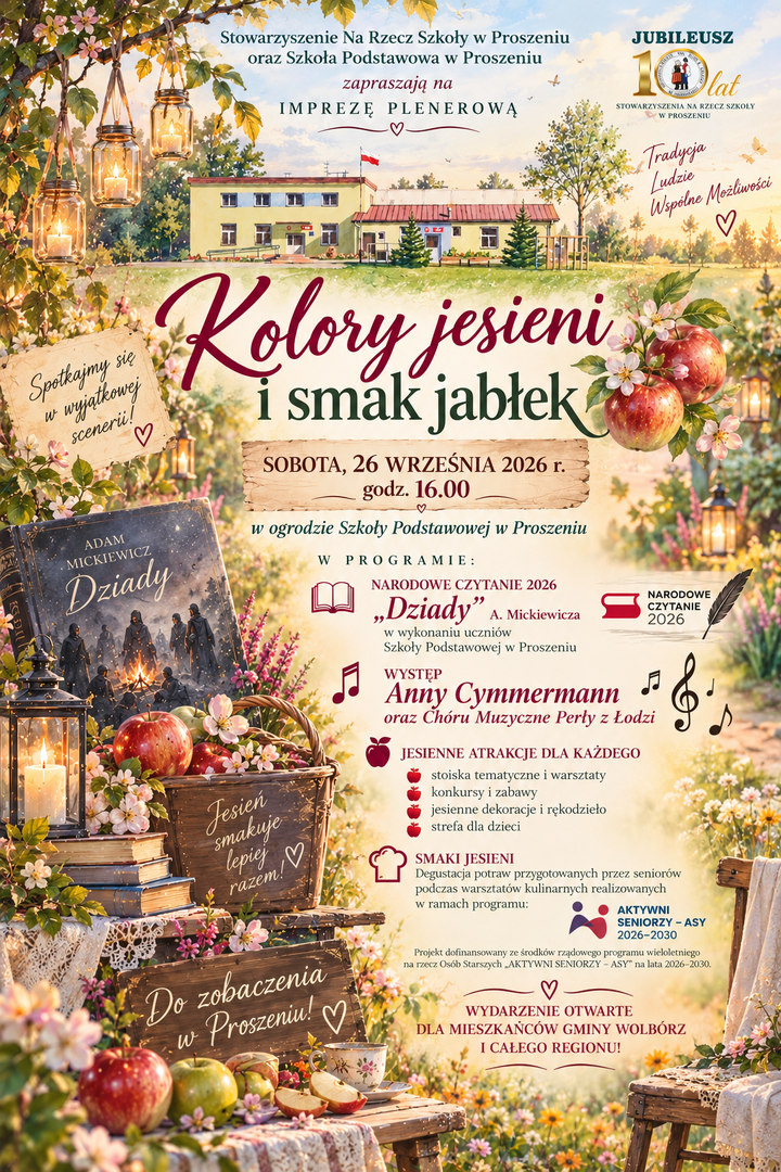 Kolory jesieni i smak jabłek nastrojowe spotkanie międzypokoleniowe w Proszeniu