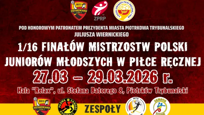 1/16 finału MP juniorów młodszych piłki ręcznej w Piotrkowie 