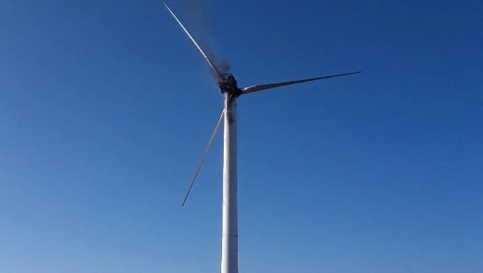 Pożar turbiny wiatrowej w gminie Czarnocin