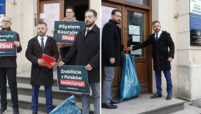 Przedstawiciele Nowej Nadziei w Piotrkowie protestowali przeciwko systemowi kaucyjnemu