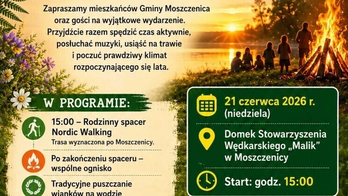 Wianki na Powitanie Lata 2026 w Moszczenicy. Muzyka, ognisko i tradycyjne puszczanie wianków