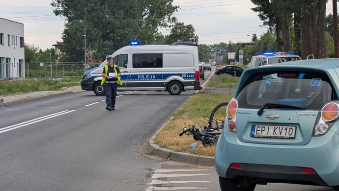 Utrudnienia na ul. Łódzkiej po zdarzeniu z udziałem rowerzysty