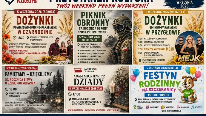 Przystanek Kultura. Sprawdź, co wydarzy się w weekend 4–6 września