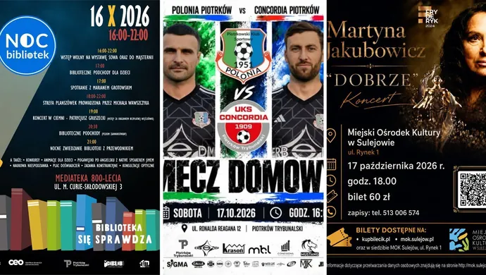 Co robić w weekend? Noc Bibliotek, Hubertus, koncerty i piotrkowskie derby