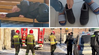 Bezdomni w Piotrkowie Trybunalskim nocują na dworcach i w pustostanach. Jeden z mężczyzn chodził w klapkach przy mrozie