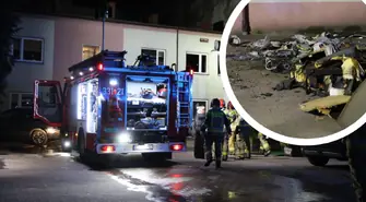 Groźny pożar mieszkania przy Pasażu Rudowskiego w Piotrkowie. Na miejscu cztery zastępy straży pożarnej 