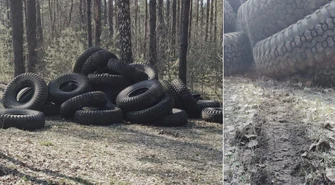 Kilkadziesiąt opon porzuconych w lesie. Sprawą zajmuje się policja i nadleśnictwo