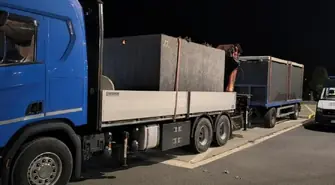 Nocne kontrole ITD w Piotrkowie Trybunalskim. Trzy przeciążone transporty zbiorników betonowych.