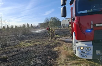 Pożar nieużytków przy Dmowskiego. Ogień objął dwa hektary terenu. To zaprószenie ognia albo celowe podpalenie