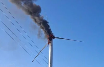 Pożar turbiny wiatrowej w gminie Czarnocin