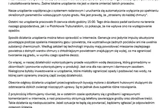 Wraca temat armat przeciwgradowych. Do prezydenta trafiło pismo firma odpowiada