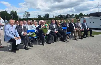 Delegacja z gminy Łęki Szlacheckie z wizytą w Masłowicach. Otwarcie nowej oczyszczalni ścieków