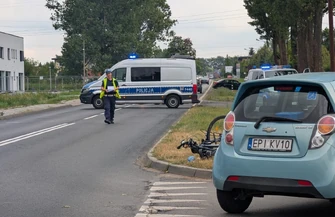 Utrudnienia na ul. Łódzkiej po zdarzeniu z udziałem rowerzysty