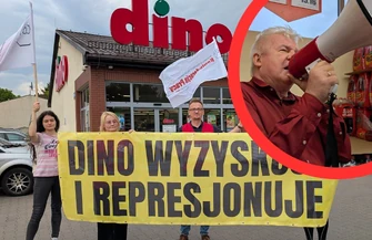  Protest w Dino w Piotrkowie.  Zwolnione pracownice wsparł Piotr Ikonowicz