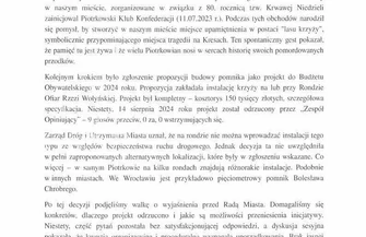 Inicjatorzy budowy pomnika Ofiar Rzezi Wołyńskiej wydali oświadczenie. Zarzucają miastu pomijanie ich roli